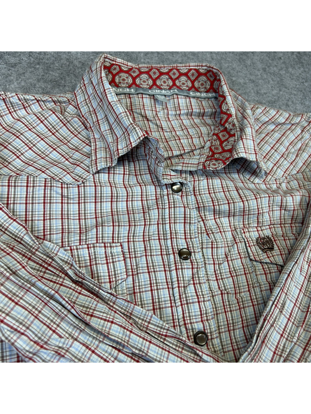 Cinch Long Sleeve Western Shirt Men XL Pearl Snap Check Geometric Cowboy Rodeo
